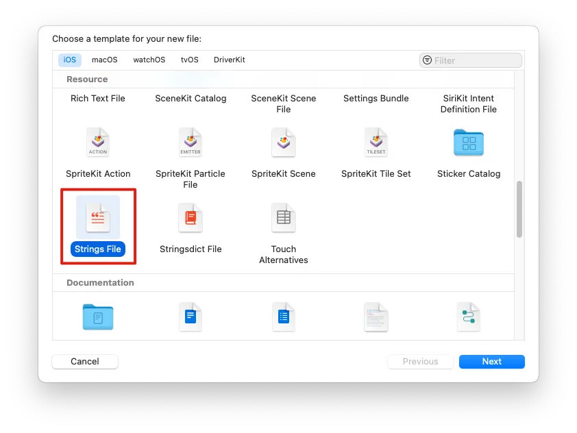 在 Resource 資料夾中新增 Strings File