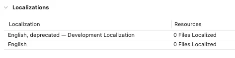 Xcode Project Info 內的 Localizations