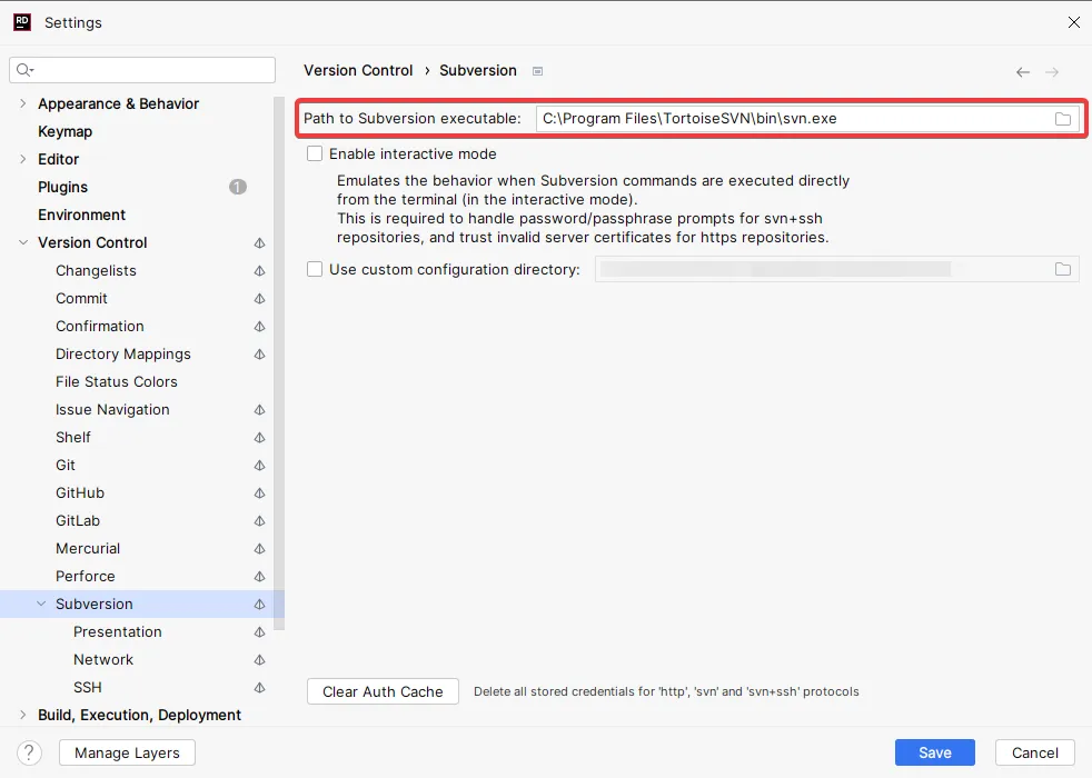 Rider Settings Subversion